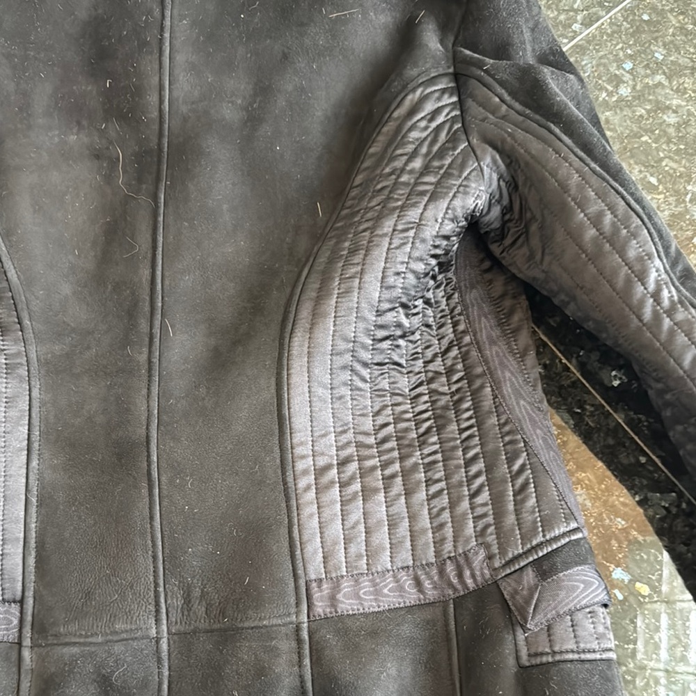 Roberto Cavalli Shearling Suede Black Fox Fur-Trimmed Women's Coat Size 48 - Picture 12 of 13